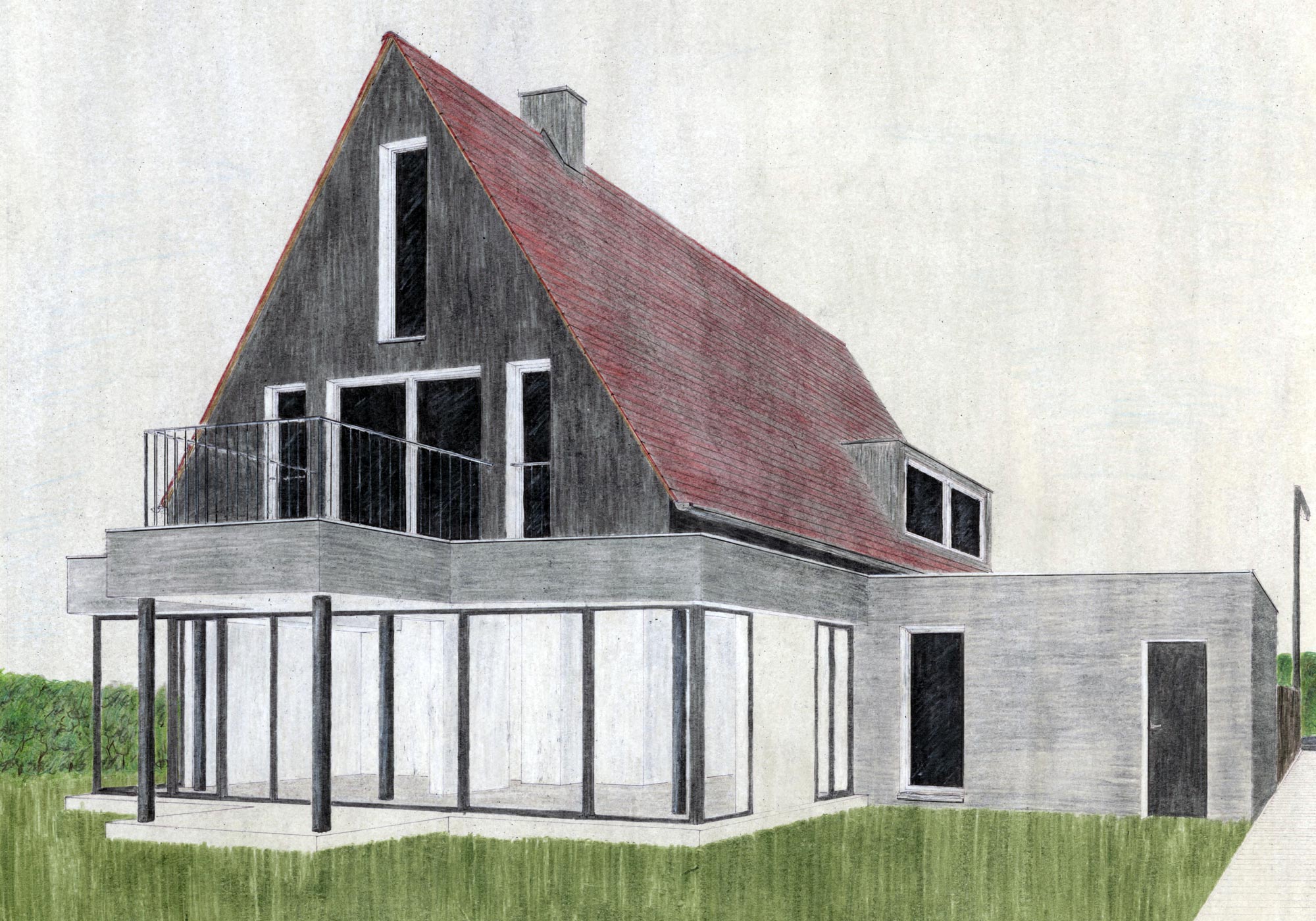 Entwurfszeichnung eines Wohnhauses 