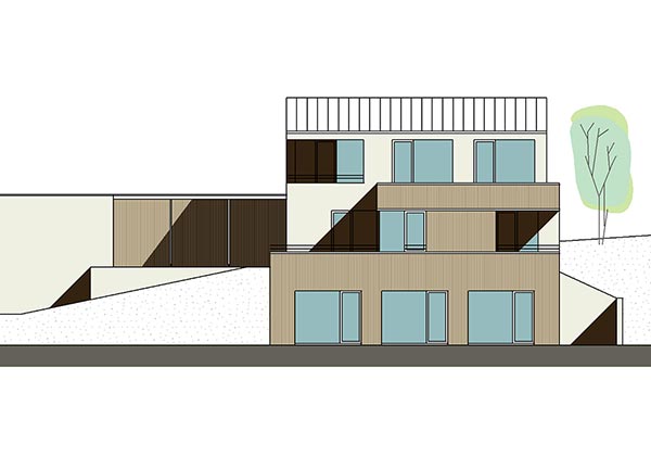 Entwurfszeichnung für ein Einfamilienhaus 