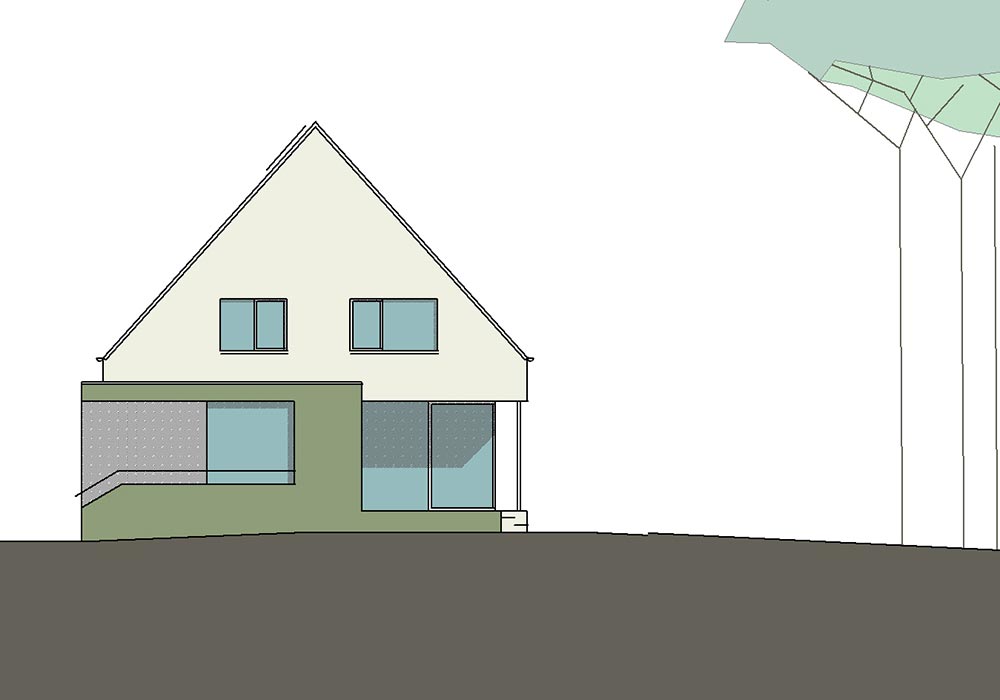 Entwurfszeichnung für ein Einfamilienhaus 