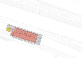 Entwurfszeichnung für eine Montagehalle für Turbinen 