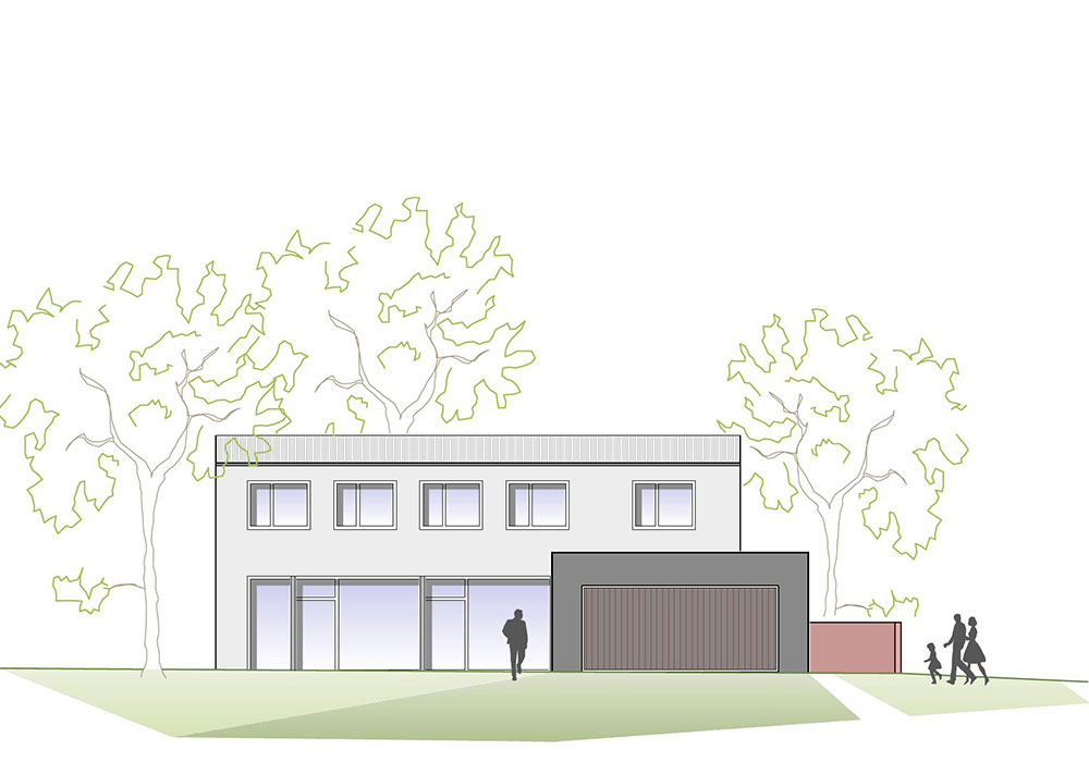 Entwurfszeichnung für ein Einfamilienhaus