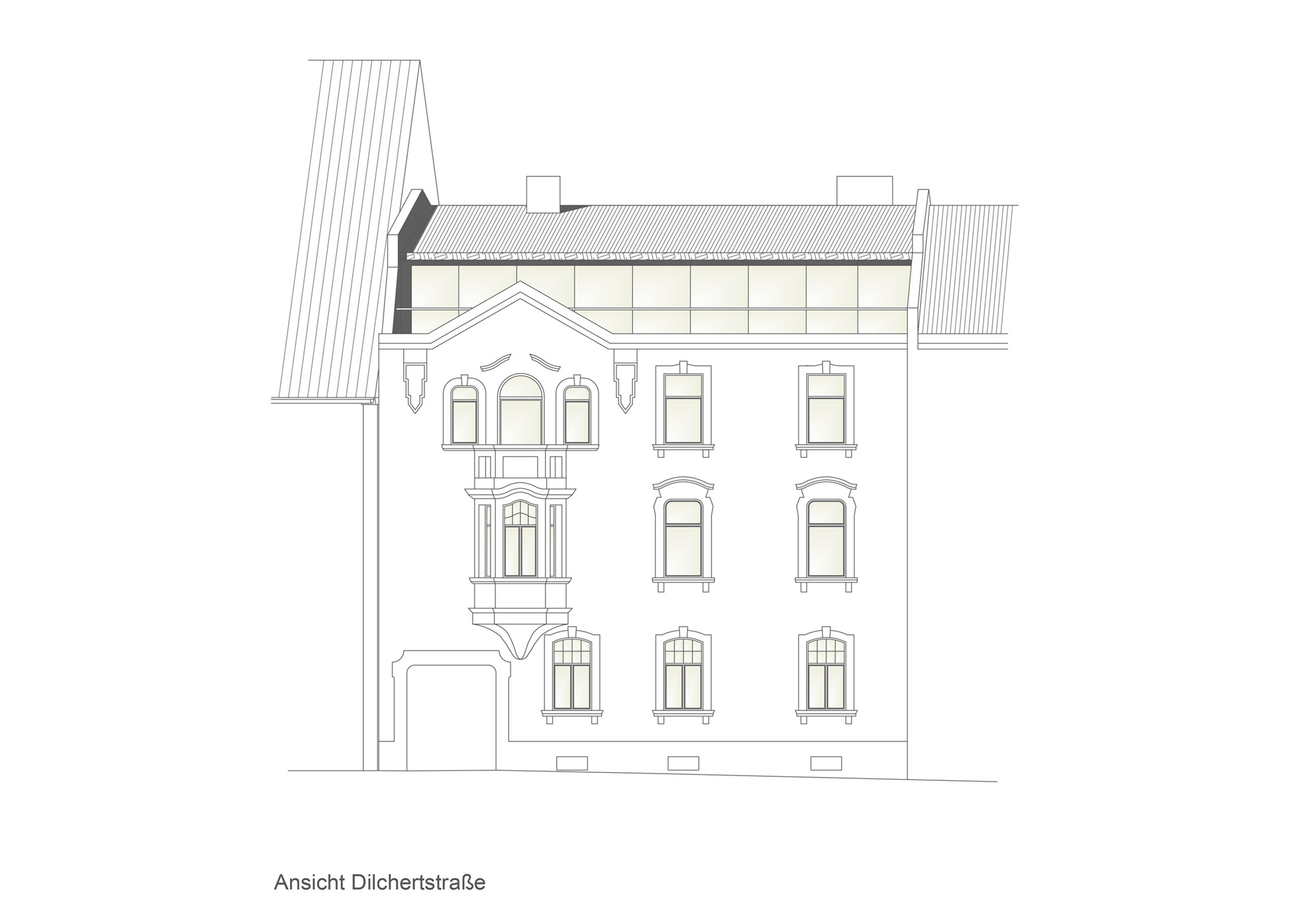 Entwurfszeichnung/Plan für den Umbau eines Dachgeschosses