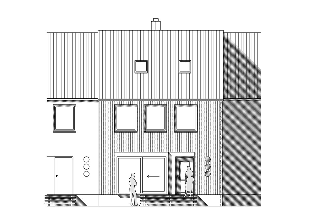 Entwurfszeichnung für den Umbau eines Reihenhauses 