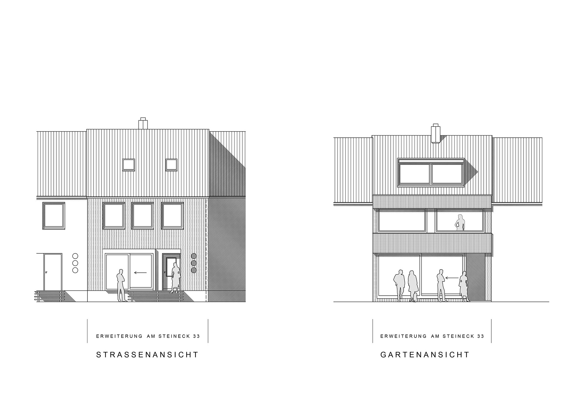 Entwurfszeichnung für den Umbau eines Reihenhauses